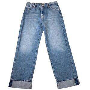 MOTHER Dodger Skimp Cuff Jeans SZ 28 Leap of Faith Straight Light Wash USA